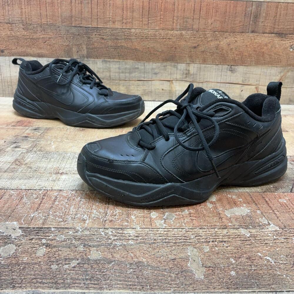 Nike Air Monarch IV Shoes Mens Size 12 46 Black Leather Training Walking Sneaker